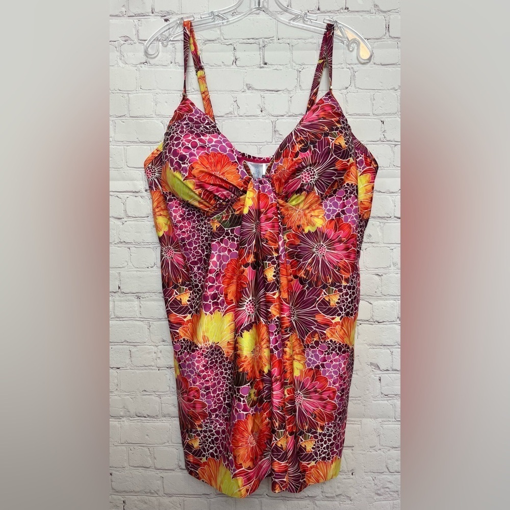 Simply Fit One Piece Floral Print Swim Dress